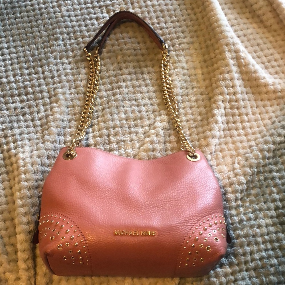 Michael Kors nude pink handbag with chain straps